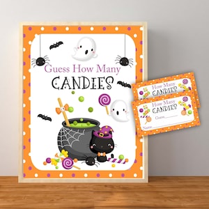 Halloween Guess How Many Candies, Halloween Printable, Guess How Many Candies Game, Halloween Decorations, Cat, Instant Download Printable