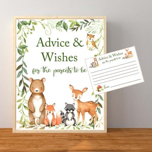Advies en wensen voor toekomstige ouders, advies en wensen voor baby, bosrijke babyshower, genderneutrale babyshower, bosspel, afdrukbaar