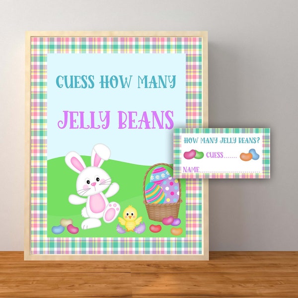 Easter Bunny Guess How Many Jelly Beans Guessing Game, Easter Party Game, Easter Decorations, Easter Candy Game, Instant Download Printable