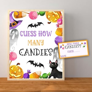 Halloween Guess How Many Candies Game, Halloween Printable Activity, Halloween Spooktacular Party Decorations, , Instant Download Printable