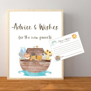 Consigli e auguri per il bambino, Consigli e auguri per i futuri genitori, Baby shower dell'Arca di Noè, Baby shower gender neutral, Neo genitori, stampabile