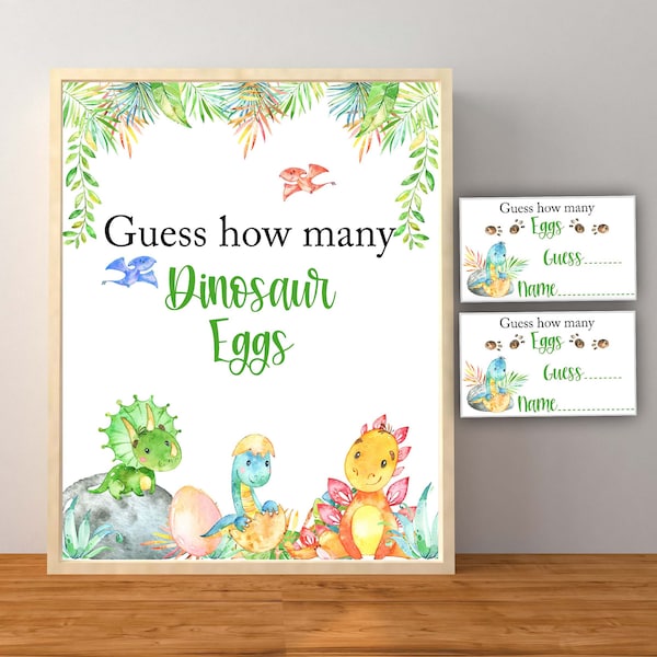 Guess How Many Dinosaur Eggs, Candy Baby Shower Game, Dinosaur Baby Shower, Guess How Many Candies Are In The Jar, Instant Printable