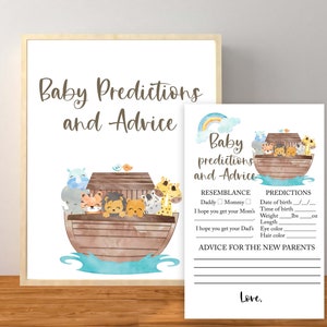 Baby Predictions and Advice, Noah&#39;s Ark Baby Predictions, Noah&#39;s Ark Baby Shower, Animal Baby Shower, Noah&#39;s Ark Baby Advice, Printable