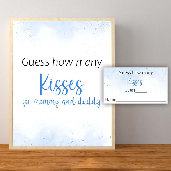 Guess How Many Kisses for Mommy and Daddy Game, Kisses Baby Shower Game, Guess How Many Kisses Are In The Jar, Instant Download Printable