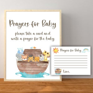 Letreros y tarjetas con oraciones para bebés del Arca de Noé, decoraciones para baby shower de género neutro del Arca de Noé, juego para baby shower, descarga instantánea para imprimir