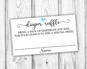 Diaper Raffle, Blue Diaper Raffle Game, Baby Shower Game, Diaper Raffle Tickets, Diaper Raffle Cards Invitation Insert, Instant Printable