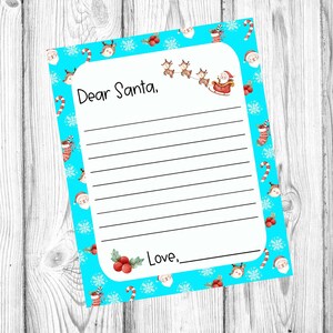 Carta a Papá Noel, carta para completar, lista de deseos de Navidad, 8 x 10 pulgadas, carta a Papá Noel, imprimible, imprimible