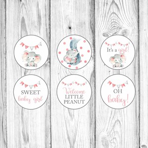 Elephant Cupcake Toppers, Girl Elephant Baby Shower, Elephant Baby Shower, Pink Elephant Baby Shower, Printable Cupcake Toppers, Printable