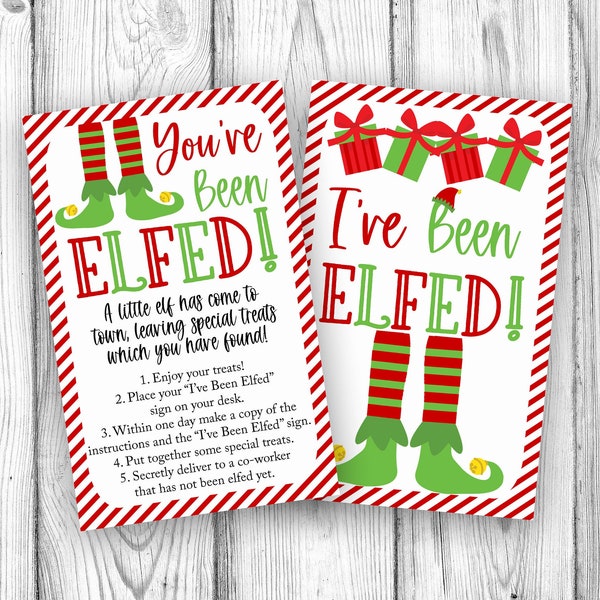 I've Been Elfed Coworker Game, You've Been Elfed, Christmas Game, Christmas Printable, Elf Printable, Elfed Sign and Instructions, Printable