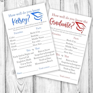 Custom Who Knows the Graduate Best, How Well Do You Know the Graduate, Graduation Game, Graduation Decorations, Digital Download Printable