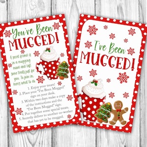 Christmas I&#39;ve Been Mugged Coworker Office Game, You&#39;ve Been Mugged, Christmas Mugged Sign and Instructions Kit, Instant Download Printable