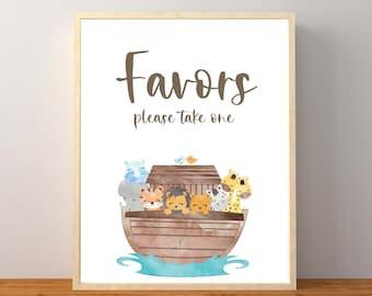 Noah's Ark Favors Sign, Noahs Ark Baby Shower Decorations, Favor Sign, Gender Neutral Baby Shower, Twins, Instant Download Printable