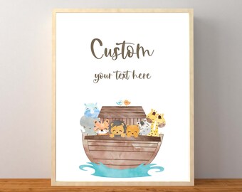 Cartello personalizzato dell'Arca di Noè, Arca di Noè personalizzata, Decorazioni per baby shower dell'Arca di Noè, Baby shower gender neutral, Download digitale stampabile