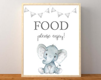 Voedselbord, olifant babyshower, genderneutrale babyshower, voedselbord olifant, olifant decoraties, afdrukbare instant download