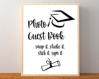 Graduation Photo Guest Book Sign, Photo Booth Guestbook Sign, Graduation Party Decorations, Photo Station Sign, Instant Download Printable