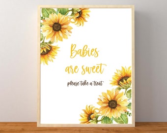 Babies Are Sweet Please Take a Treat, Sunflower Baby Shower Favors, Sunflower Baby Shower, Sunflower Decorations, Instant Download Printable