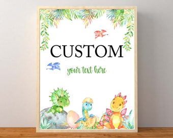 Dinosaur Personalized Sign, Dinosaur Custom Sign, Dinosaur Baby Shower Decorations, Boy Dinosaur Birthday Party, Instant Download Printable