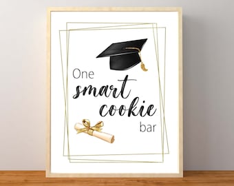 Placa de Formatura "Um Biscoito Inteligente", Placa de Sobremesa de Formatura, Decorações de Formatura, Placa para Mesa de Doces de Formatura, Download Instantâneo para Impressão