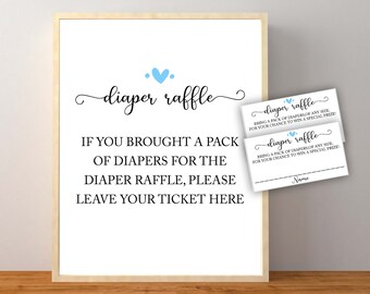 Diaper Raffle, Blue Diaper Raffle Game, Baby Shower Game, Diaper Raffle Sign and Tickets, Diaper Raffle Cards, Instant Download Printable