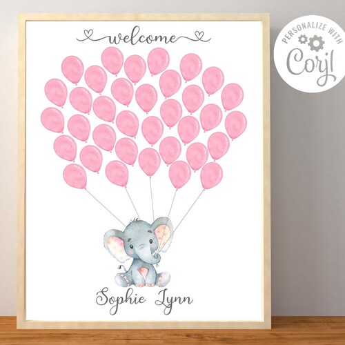 Elephant Guest Book Printable Elephant Guest Book Baby Etsy