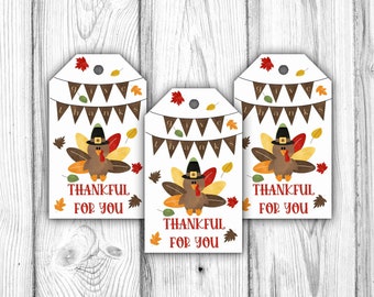 Thanksgiving-tags, afdrukbare Thanksgiving-traktatietags, herfstgunst-tags, Turkije-tags, dankbaar cadeaukaartjes, Instant Download afdrukbare