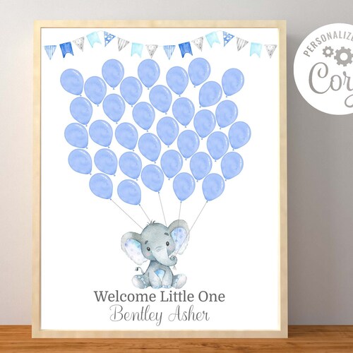 Elephant Guest Book Baby Shower Baby Boy Guest Book Etsy