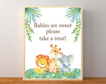 Cartello "I bambini del safari sono dolci", Baby shower safari, Bomboniere per baby shower safari, Baby shower gender neutral, Baby shower giungla, stampabile