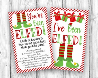 I&#39;ve Been Elfed Coworker Office Game, You&#39;ve Been Elfed Christmas Printable, Elf, Elfed Sign and Instructions, Instant Download Printable
