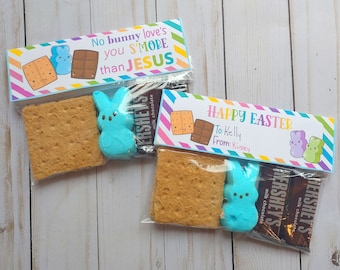 Easter S'more's Bag Treat Toppers, Easter Smore, Christian No Bunny Loves You S'more Than Jesus Bag Tag Favors, Instant Download Printable