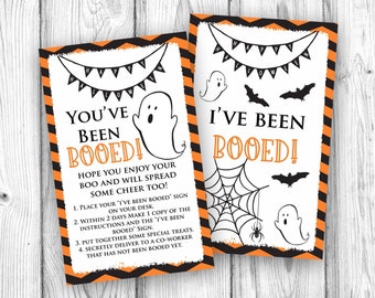 I&#39;ve Been Booed Halloween Coworker Game, You&#39;ve Been Boo&#39;d, Boo Halloween Printable, Booed Sign and Instructions, Instant Download Printable