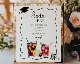 Graduation Soda Bar Sign, Graduation Party Drink Station Decorations, Soda Pop Bar Menu Instructions, Directions, Instant Download Printable
