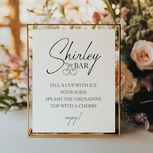 Shirley Bar Sign, Beverage Drink Station, Make Your Own Cherry Mocktail Signature Drink Tabletop Sign Menu, Instant Download Printable