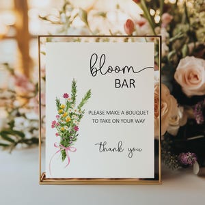 Wildflower Floral Bloom Bar Sign, Bouquet Bar, Flower Bar Bridal Shower Decorations, Baby Shower, Make a Bouquet, Instant Download Printable