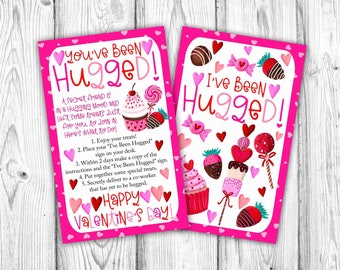 I've Been Hugged Coworker Game, You've Been Hugged, Valentine Printable, Hugged Printable, Hugged Sign and Instructions, Instant Printable