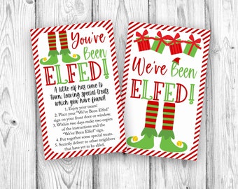 Christmas We&#39;ve Been Elfed Game, You&#39;ve Been Elfed, Elf Neighborhood Printable, Elfed Sign and Instructions Kit, Instant Download Printable