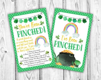 I've Been Pinched Coworker Office Game, You've Been Pinched, St Patrick's Day, Pinched Sign and Instructions, Instant Download Printable
