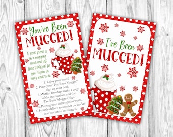 Christmas I&#39;ve Been Mugged Coworker Office Game, You&#39;ve Been Mugged, Christmas Mugged Sign and Instructions Kit, Instant Download Printable
