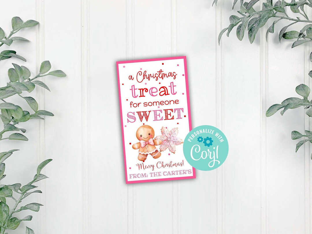 Editable Christmas Treat for Someone Sweet Gift Tag, Pink Cookie ...