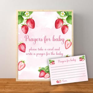 Oraciones de fresa para bebé, letreros y tarjetas, decoraciones de fresa para baby shower, juego rosa y rojo para baby shower, descarga instantánea e imprimible.