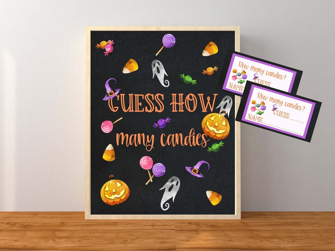 Halloween Guess How Many Candies, Halloween Printable, Guess How Many ...
