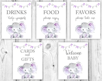 Elefant-Baby-Dusche, lila Elefant-Baby-Dusche Bundle, Lavendel-Baby-Dusche, Mädchen-Elefant-Baby-Dusche, sofortiger Download druckbare