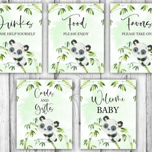 Décorations pour baby shower pandas, lot de pandas baby shower, signes des pandas, baby shower sans distinction de sexe, panda vert, documents imprimables à téléchargement immédiat
