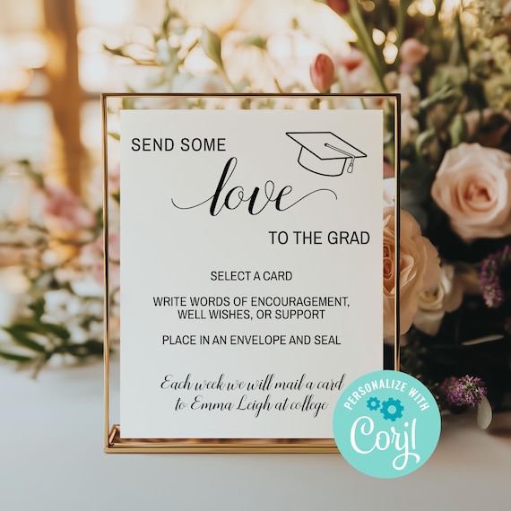 Send Love to the Graduate Sign, Letters of Love for the Graduate Greeting  Cards, Class of 2025, Corjl Editable Template, Printable Download - Etsy