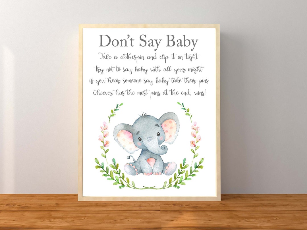Don't Say Baby, Don't Say Baby Elephant, Elephant Baby Shower Game ...