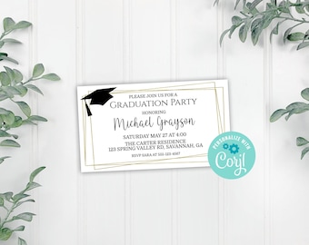 Graduation Party Card Invitation Insert, Editable Graduation Open House Information Insert, 2026 Corjl Editable Template, Printable Download