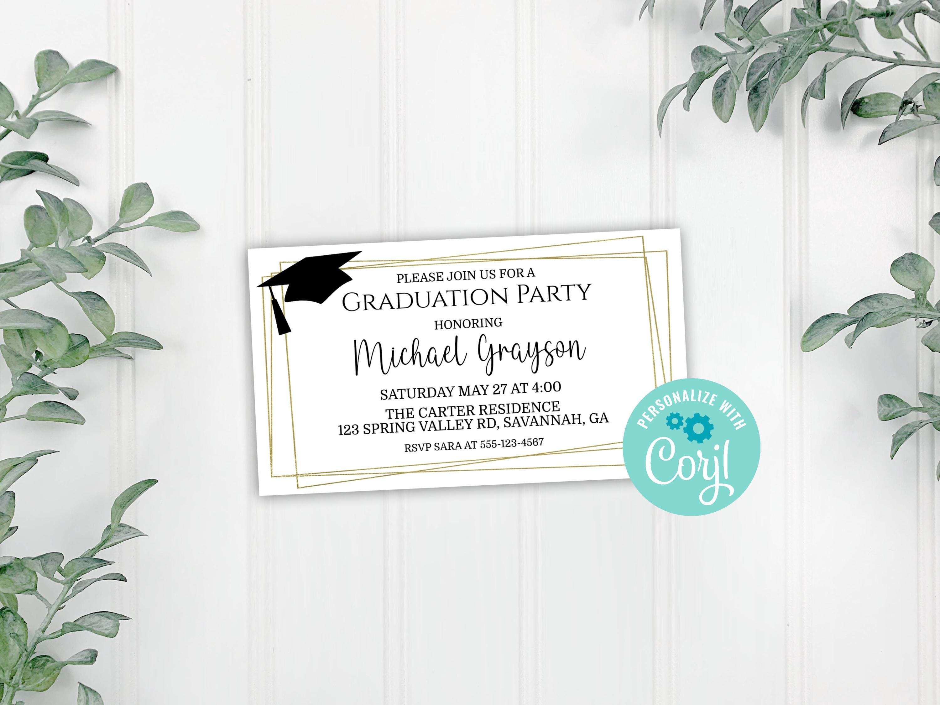 Graduation Party Card Invitation Insert, Editable Graduation Open House ...