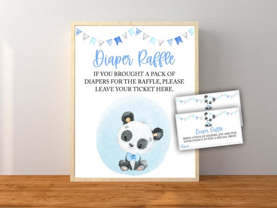 Diaper Raffle, Panda Diaper Raffle Kit, Panda Baby Shower Games, Blue Panda  Bear Baby Shower Decorations, Instant Download Printable