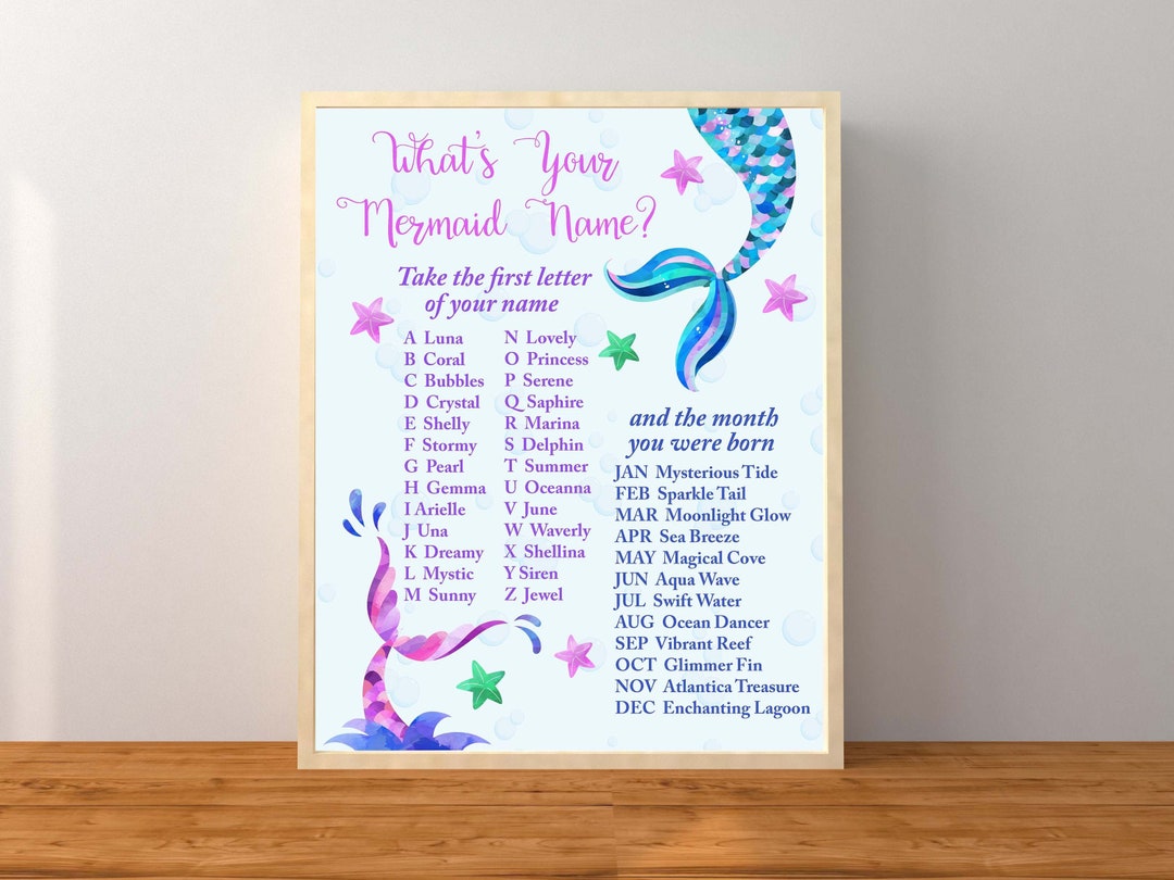 Mermaid Party, Mermaid Name Game, What's Your Mermaid Name, Mermaid ...