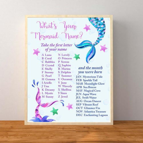 Mermaid Name Game What is Your Mermaid Name Printable Game - Etsy