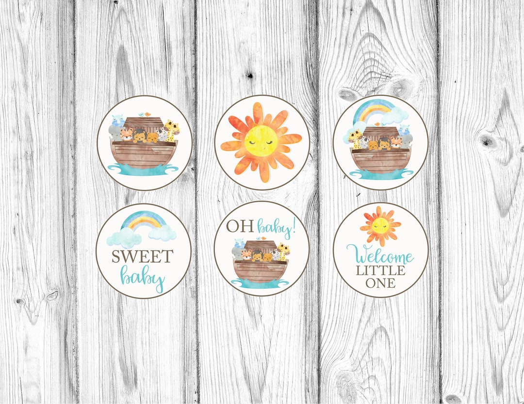 Noah's Ark Cupcake Toppers, Gender Neutral Baby Shower, Noah's Ark Baby ...